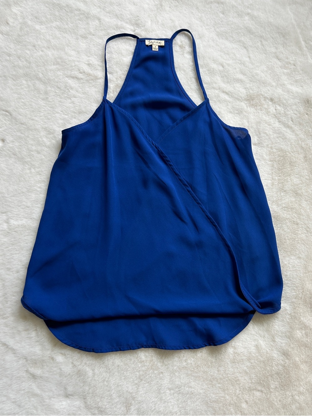 Lily White Royal Blue Wrap-Front Racerback Camisole